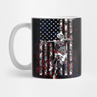 Lacrosse Camo American Flag Patriotic LAX 4th of July Gifts Mug